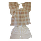 Conjunto Infantil Linho Para Menina Moda Verão