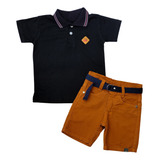 Conjunto Infantil Masculino Camisa Polo Short Brim Colorido