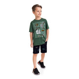 Conjunto Infantil Masculino Camiseta Bermuda Em Promoção