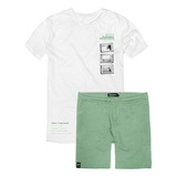 Conjunto Infantil Masculino T-shirt + Bermuda Moletom White
