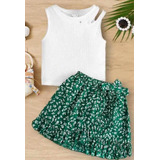 Conjunto Infantil Menina Floral Verde Verão