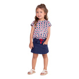 Conjunto Infantil Menina Short Saia E Camiseta Confortavel