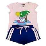 Conjunto Infantil Menina Verão Camiseta Gola Japonesa E Short Saia Diversos Modelos Coelha Nadadora 2 Anos 
