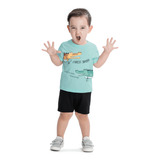 Conjunto Infantil Menino Camisa Mais Bermuda Passeio E Festa