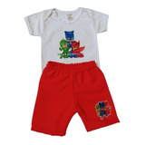 Conjunto Infantil Menino Festa Pjmasks Mesversario Bebe