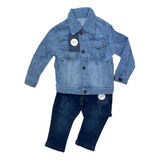 Conjunto Infantil Menino Jaqueta Sarja Calça Jeans 1 2 3 Ano