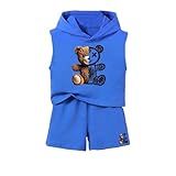 Conjunto Infantil Menino Moderno E Estiloso Kit Regata Com Capuz E Bermuda Urso Metade Azul 10 