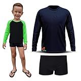 Conjunto Infantil Menino Proteção UV   Camisa E Sunga Boxer 0 A 16 Anos Azul Marinho  04 