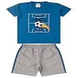 Conjunto Infantil Menino Verão Camiseta Em Meia Malha Com Manga E Bermuda De Moletinho Com Elástico Royal 8 