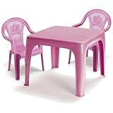 Conjunto Infantil Mesa E 2 Cadeiras De Plástico- Rosa- Decoração Infantil