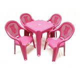 Conjunto Infantil Mesa E 4 Cadeiras Antares Rosa Kit 01 Jogo
