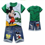 Conjunto Infantil Mickey Camisa Bermuda P Entrega