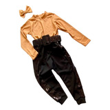 Conjunto Infantil Moda Blogueira Blusa Calça Jogger Cinto S3