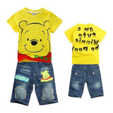 Conjunto Infantil Pooh Carros Camisa Bermuda Pronta Entrega