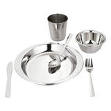 Conjunto Infantil Prato Copo Talheres Bowl Inox Desenho 6pç