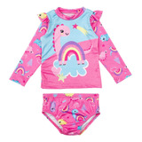 Conjunto Infantil Proteção Solar Uv 50 Blusa Biquíni Menina