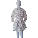 Conjunto Infantil Saia Com Prega E Elástico Blusa Ciganinha