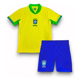 Conjunto Infantil Seleção Brasileira Uniforme Brasil Kids