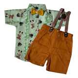 Conjunto Infantil Tematica Mickey Safari Roupa Menino Festa