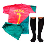 Conjunto Infantil Treino Meiao Shorts Camisa Portugal