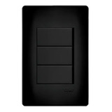 Conjunto Interruptor Triplo Simples 4x2 Black Preto Fosco