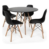 Conjunto Jantar Estilo Eiffel Mesa 90x90 4 Cadeiras Eames