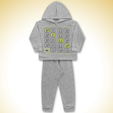 Conjunto Jaqueta Blusão C capuz Calça Moleton Menino Mescla