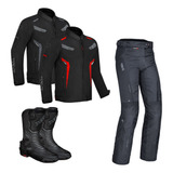 Conjunto Jaqueta One Sport Calça Versa Bota Motoqueiro X11