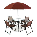 Conjunto Jardim Acapulco Mor Mesa Guarda sol 4 Cadeiras