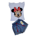 Conjunto Jeans Verão Infantil Menina Minnie