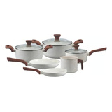 Conjunto Jogo 6 Panelas Pratic Cook Vanilla Marmol Indução Mimo