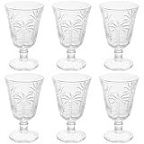 Conjunto Jogo 6 Taças De Vidro Para Água Suco 240ml Desenhadas Cristal Palm Lyor