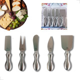 Conjunto Jogo Cortador De Queijo Inox Espátula Faca 5 Peças