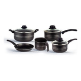 Conjunto Jogo De Panelas Benditolar Antiaderente 5 Peças Pretas Cor Preto