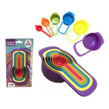 Conjunto Jogo Medidores Medidas Colher Xícara Colorido 6 Pçs