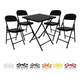 Conjunto Jogo Mesa Bar Aço C 4 Cadeiras Dobrável Ferro
