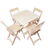 Conjunto Jogo Mesa Dobrável Bar 70x70 C 4 Cadeiras Madeira