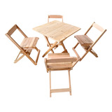 Conjunto Jogo Mesa Dobrável Bar 70x70 C 4 Cadeiras Madeira