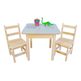 Conjunto Jogo Mesa Infantil Atividades 2 Cadeiras Mdf Branco Cor Natural
