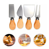 Conjunto Jogo P Cortar Queijo 4 Pçs Inox Kit Facas Espátula