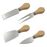 Conjunto Jogo P Cortar Queijo 4 Pçs Inox Kit Facas Espátula