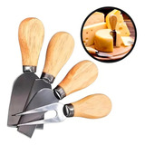 Conjunto Jogo P Cortar Queijo 4 Pçs Inox Kit Facas Espátula