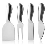 Conjunto Jogo P Cortar Queijo 4 Pçs Inox Kit Facas Espátula