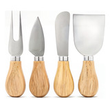Conjunto Jogo P Cortar Queijo 4 Pçs Inox Kit Facas Espátula