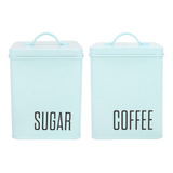 Conjunto Jogo Potes Lata Aço Porta Mantimentos Açúcar Café