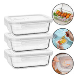 Conjunto Kit 3 Potes 550ml Vidro Hermético 4 Travas Marmita