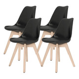 Conjunto Kit 4 Cadeiras Mesa Sala Jantar Saarinen Leda Wood