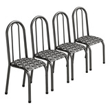 Conjunto Kit 4 Cadeiras Metal Aço