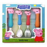 Conjunto Kit 4 Talheres Infantil Peppa Pig Presente Cha Bebe