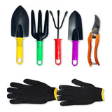Conjunto Kit 5 Pçs P Jardinagem Jardim Poda Tesoura Luva